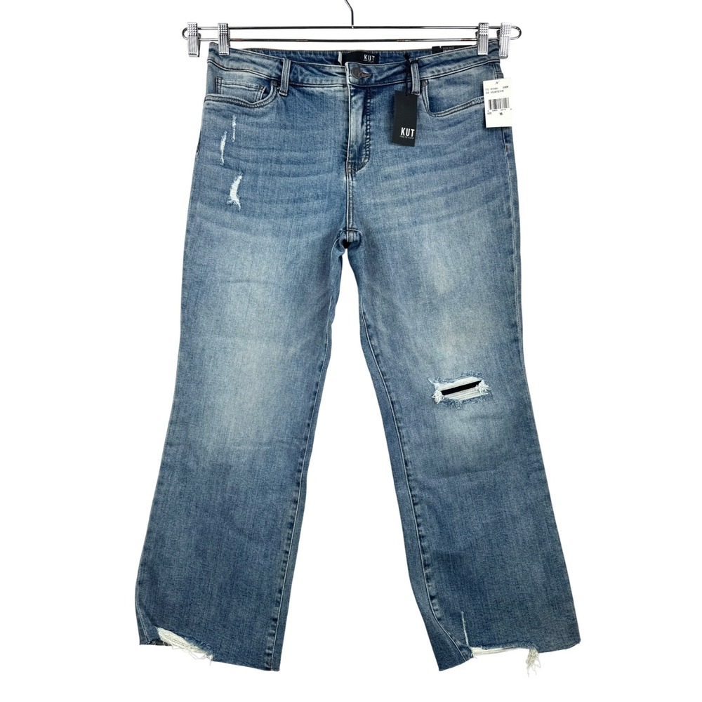 KUT from the Kloth Kelsey High Rise Ankle flare cropped Jeans Light Wash Size 16